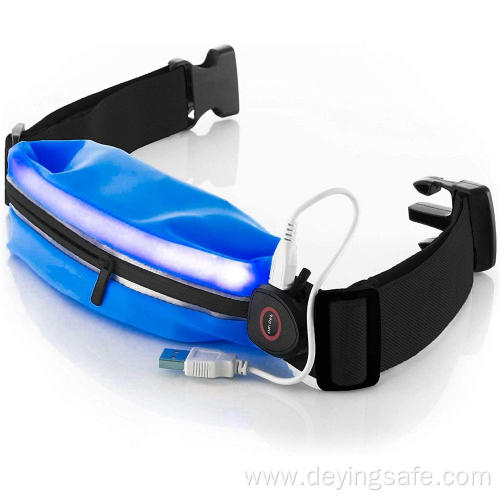 LED USB Rechargeable Reflective Belt Bag